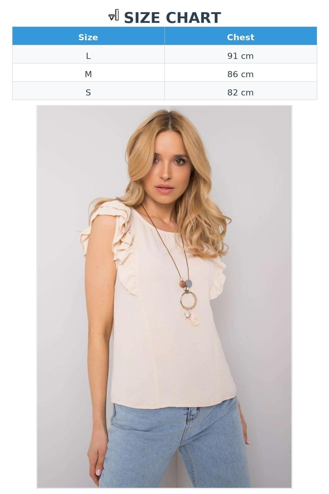 Love Lace Love Lace Women's Frill Short Sleeve Blouse with Back Cutout Style 167257 in Beige - 4