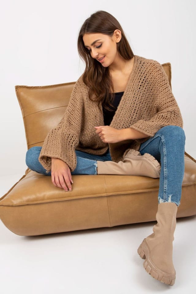 Love Lace Love Lace Women's Long Sleeve Open Front Cardigan in Beige - 2