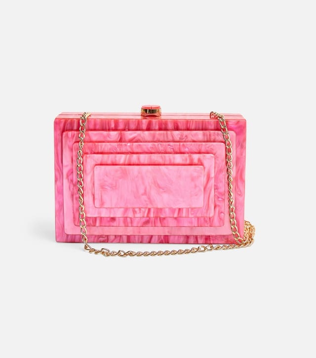Public Desire Pink The Calimarble Resin Clutch Bag Public Desire New Look - 3