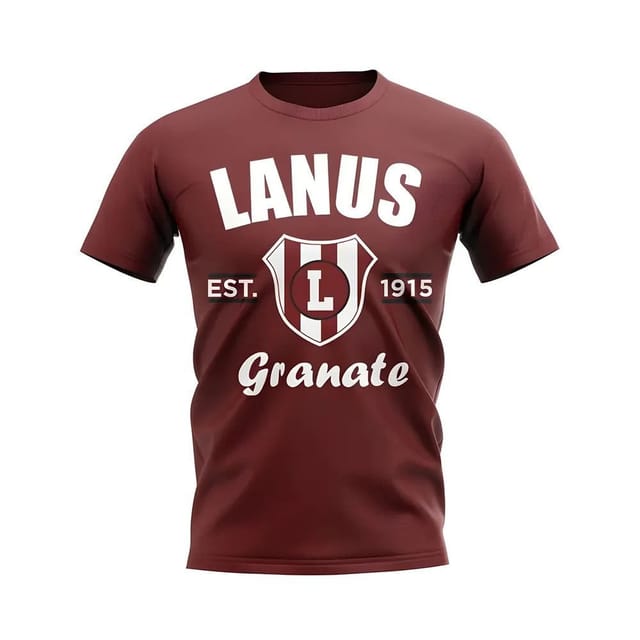 Lanus Lanus Men's Personalised Established Football T-Shirt in Maroon - 2