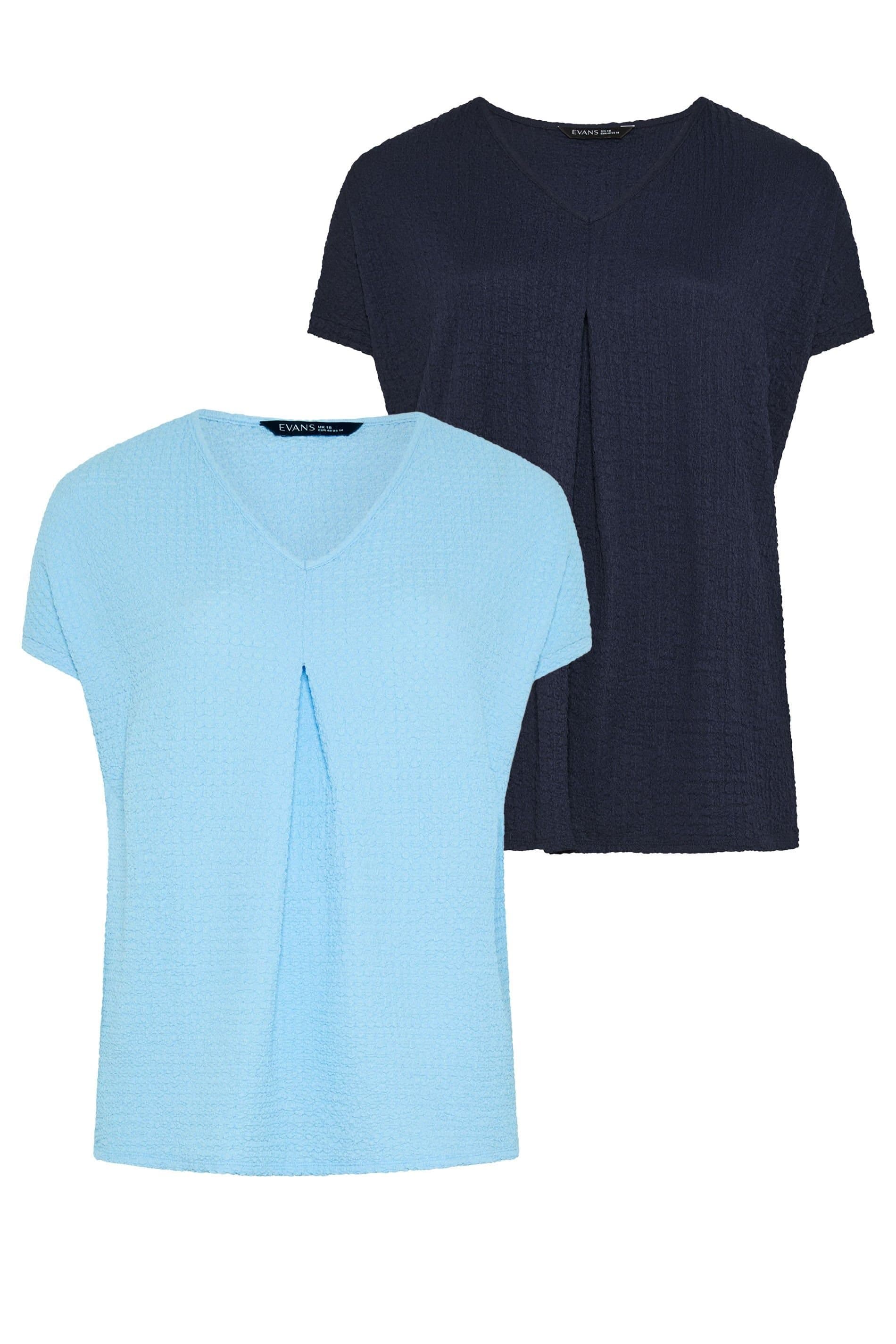 Evans Evans Women's 2 Pack Pleat Tops in Blue