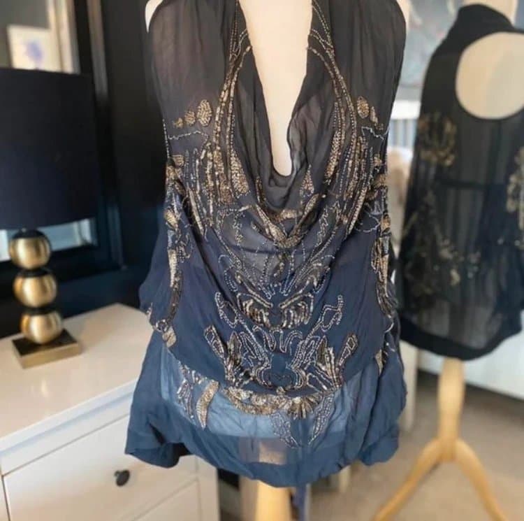 AllSaints Vintage AllSaints 100% silk Sechin Racer dress. UK 10. Festival Ibiza Holiday Glamour