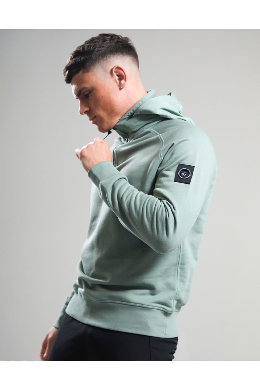 Debenhams Debenhams Men's Stanford 1/4 Zip Hood Sage