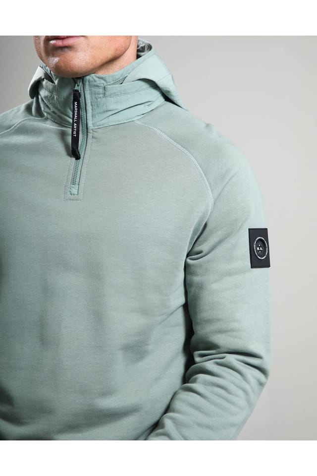 Debenhams Debenhams Men's Stanford 1/4 Zip Hood Sage - 3