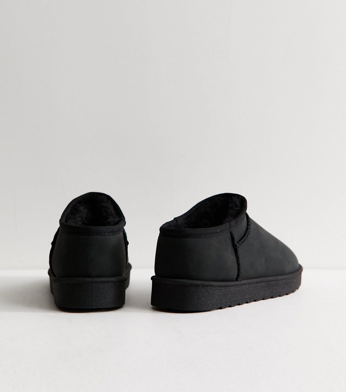 New Look Women's Black Faux Suede Low Top Sherpa Lined Slipper Boots Vegan New Look - 4