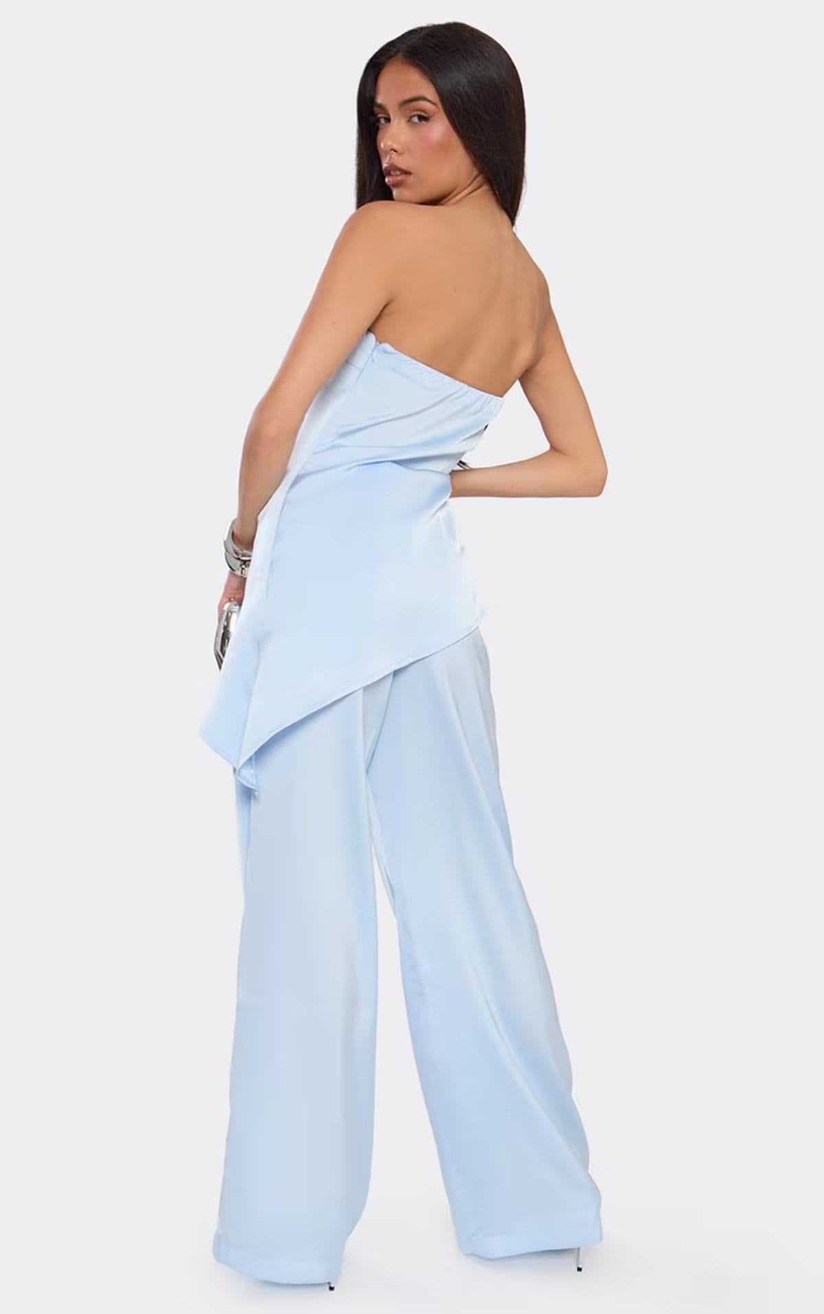 EGO Light Blue Satin Wide Leg Trousers