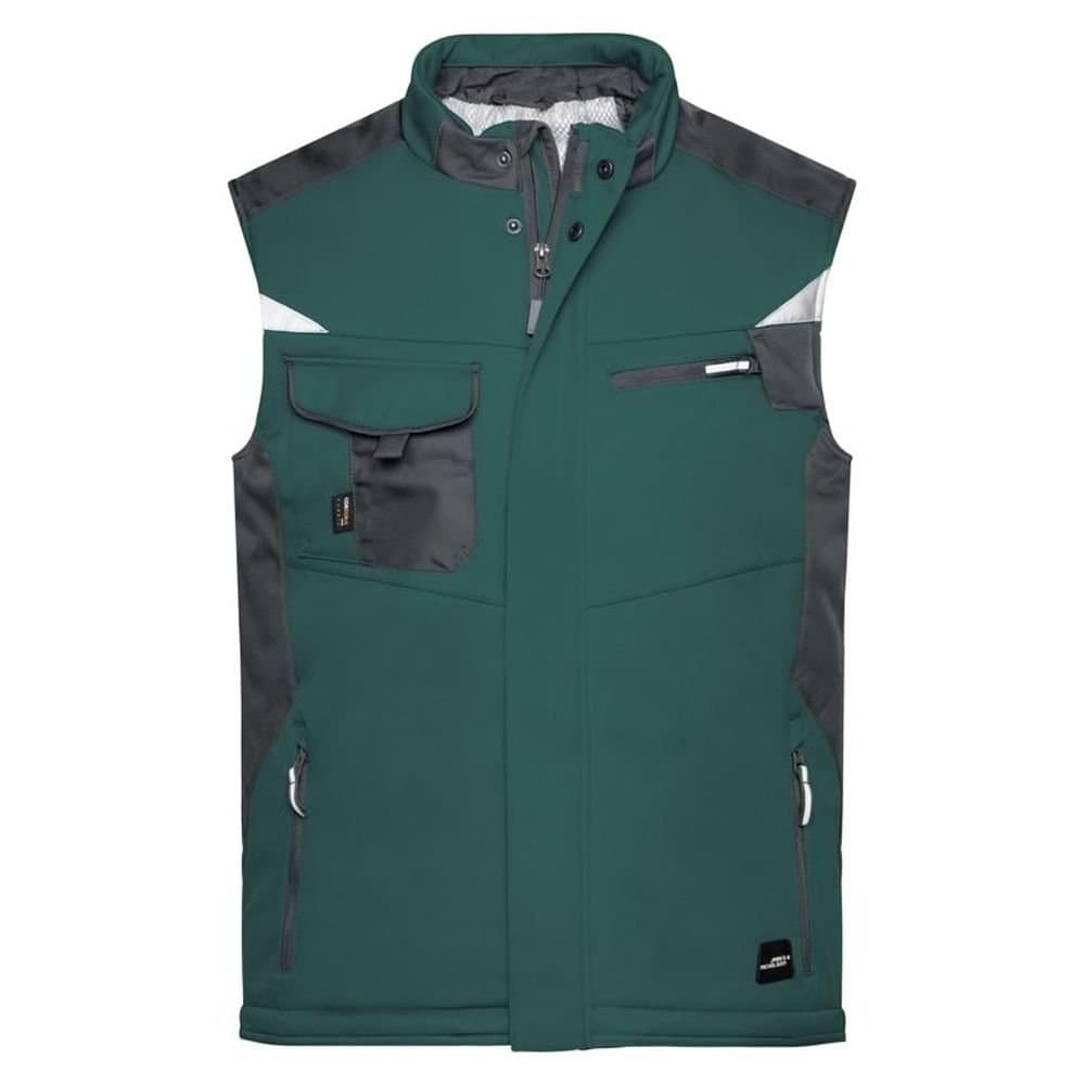 James and Nicholson James and Nicholson Men's Softshell Durable Gilet in Dark Green
