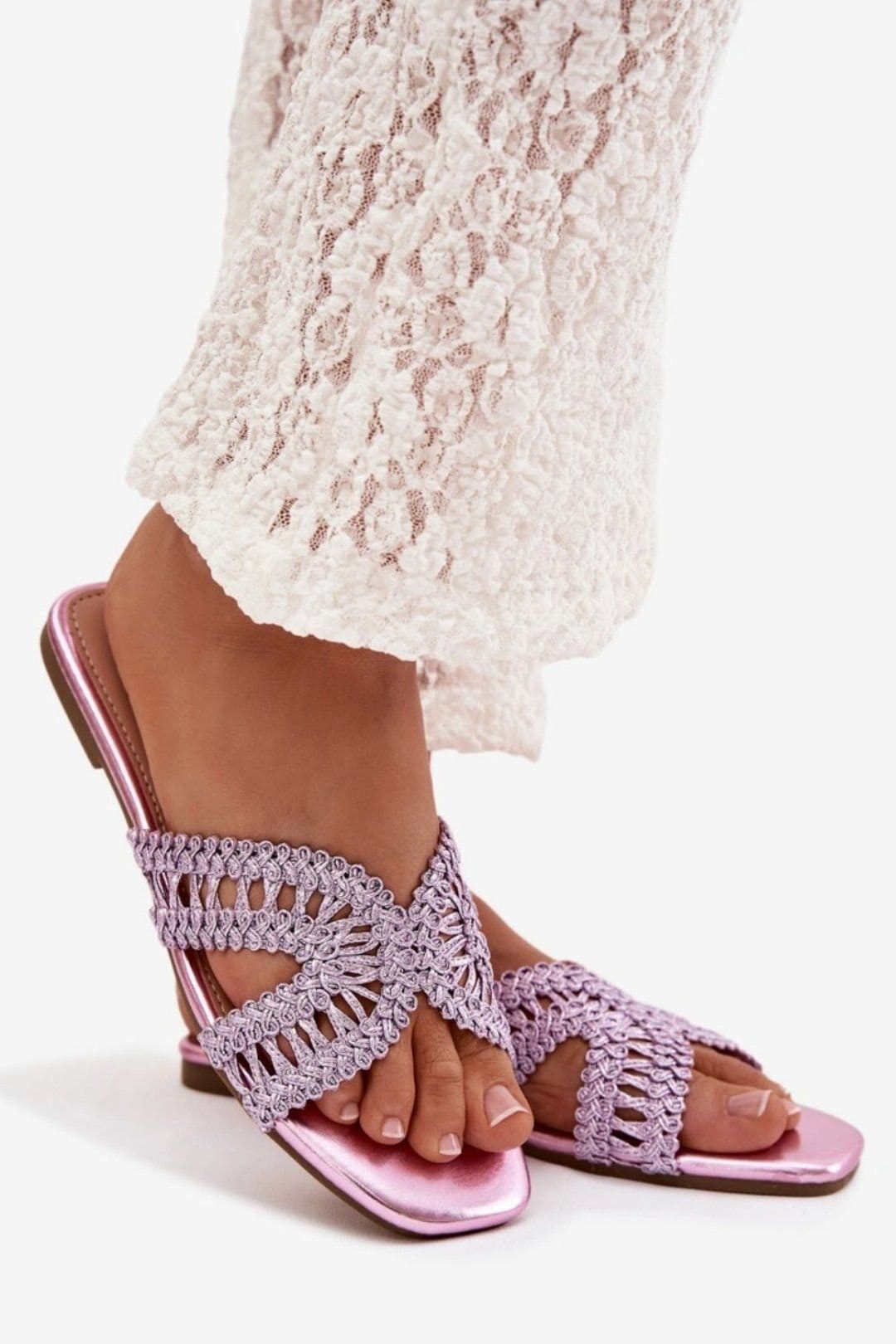 Love Lace Love Lace Women's Comfort Step Flip Flops for Everyday Casual Slip On Footwear in Violet - 4
