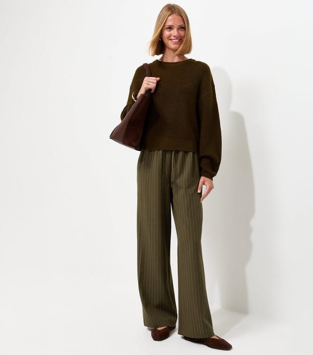 New Look Women's Green Pinstripe Tailored Wide Leg Trousers New Look - 3