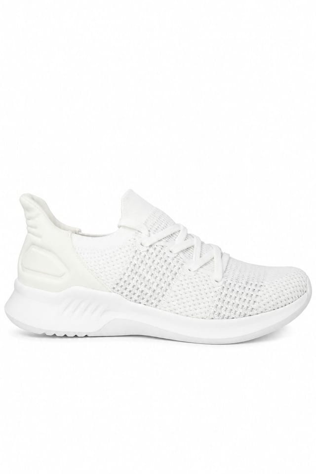 Spot On Spot On Men's Lightweight Knit Lace Up Trainers in Warm White - 2