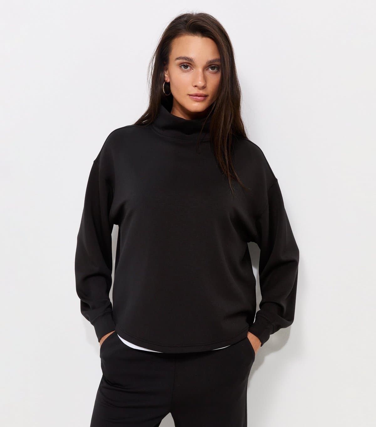 New Look Women's Premium Black Funnel Neck Sweatshirt New Look