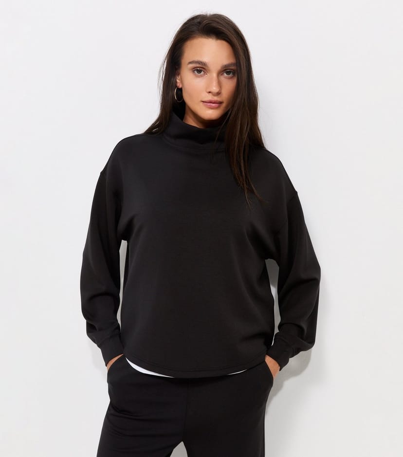 New Look Women's Premium Black Funnel Neck Sweatshirt New Look - 1