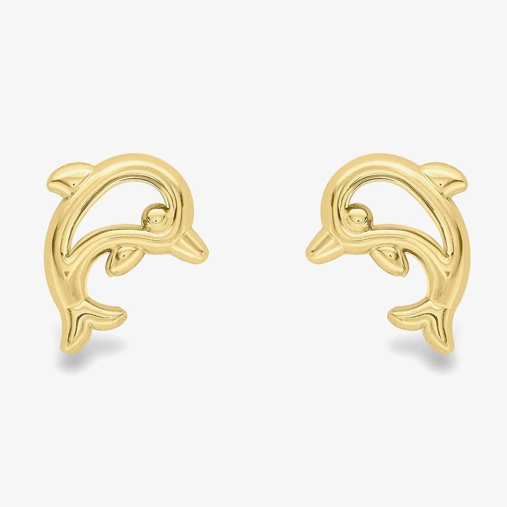 T.H.Baker T.H.Baker Women's 9ct Gold Cut Out Dolphin Stud Earrings 120125117008