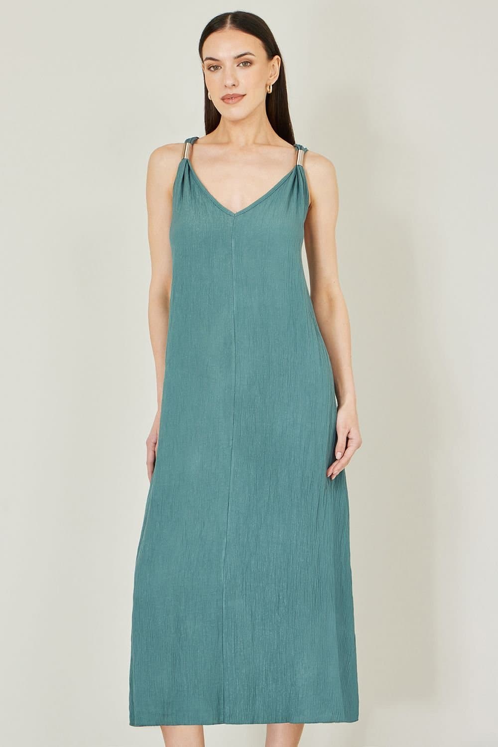 Yumi Yumi Women's Green Viscose Maxi Beach Dress