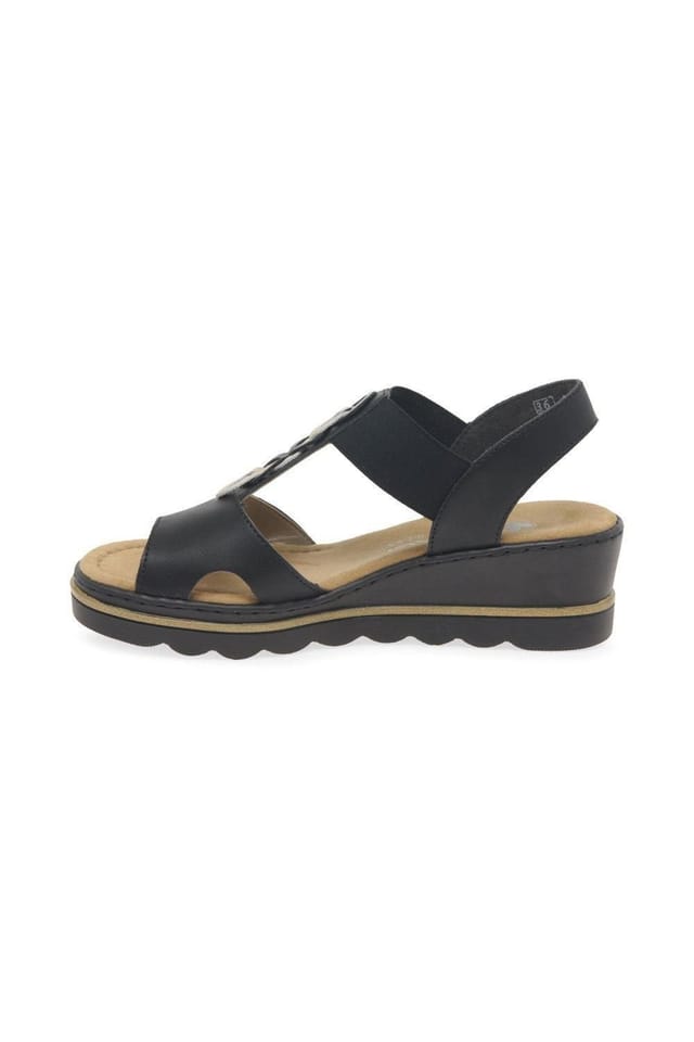 Rieker Rieker Women's 'Medal' Wedge Heel Sandals in Black - 2