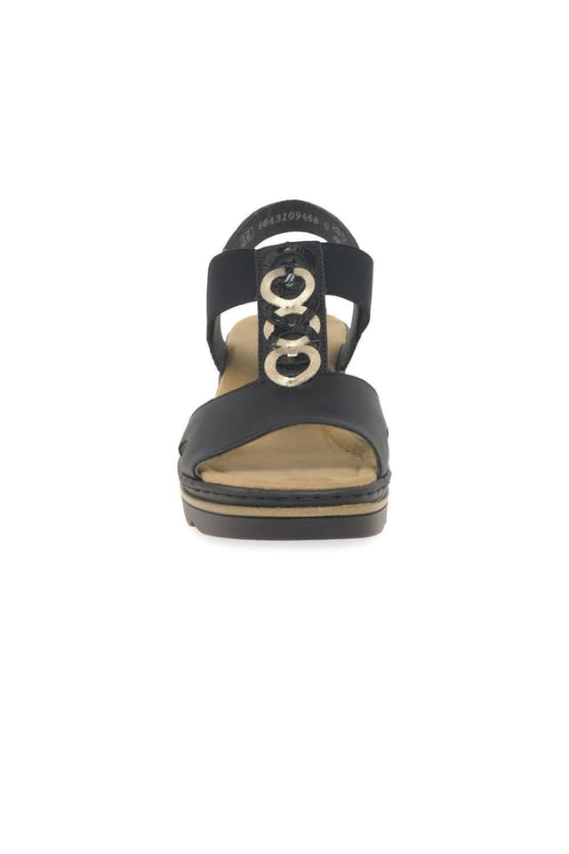 Rieker Rieker Women's 'Medal' Wedge Heel Sandals in Black - 3