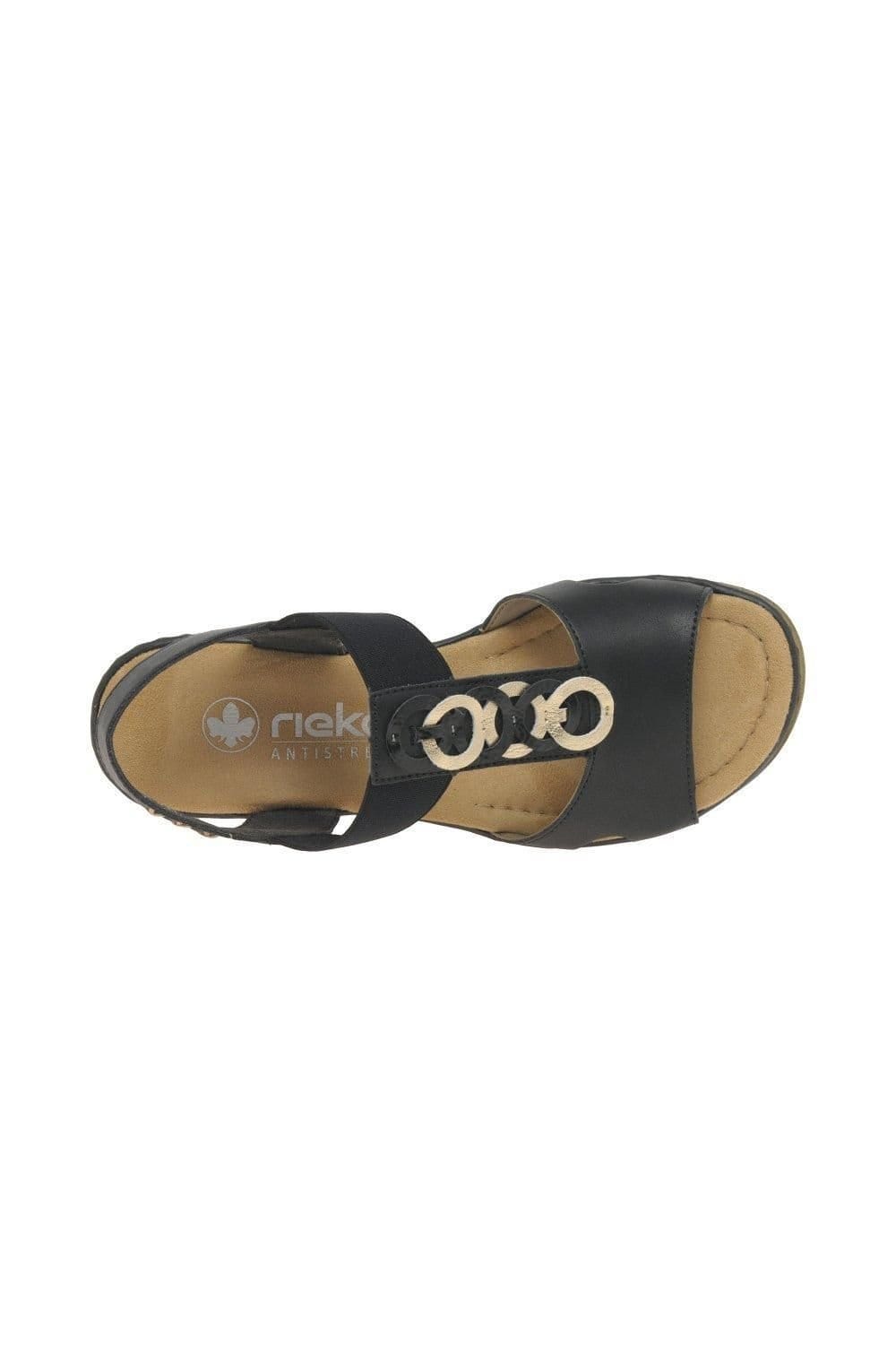 Rieker Rieker Women's 'Medal' Wedge Heel Sandals in Black - 4