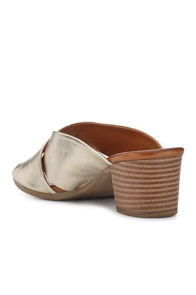 Bellissimo Bellissimo Women's Smart Leather Mules in Gold - 3