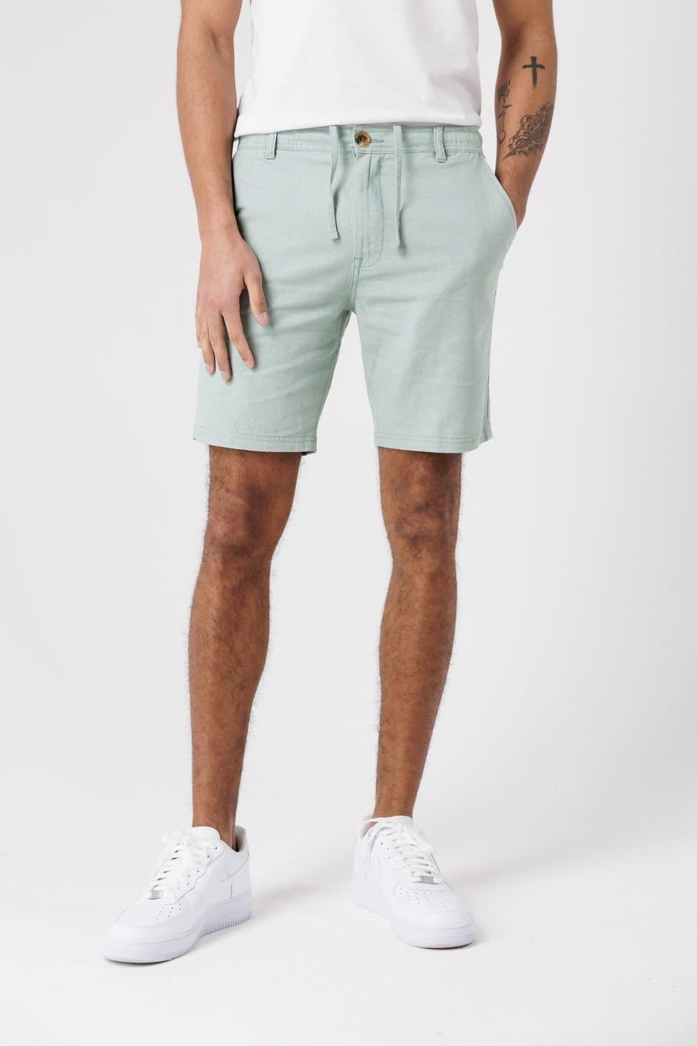 Tokyo Laundry Tokyo Laundry Men's Cotton Linen Shorts with Drawstrings in Light Green