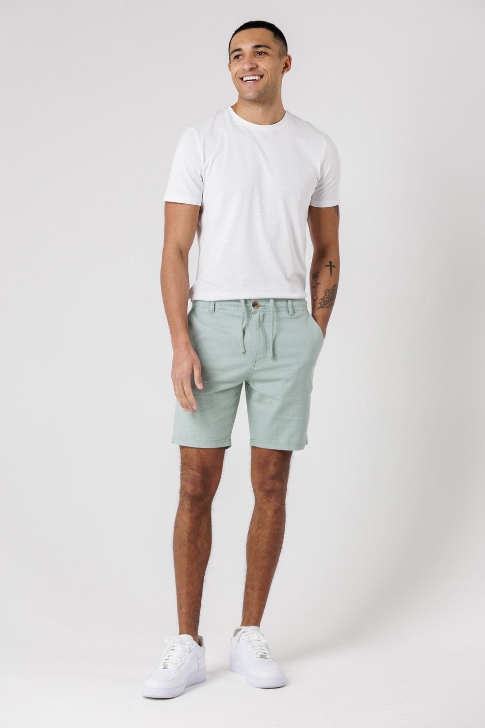 Tokyo Laundry Tokyo Laundry Men's Cotton Linen Shorts with Drawstrings in Light Green - 3