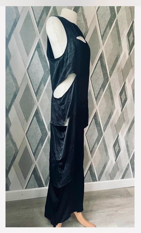 Topshop 🖤 Topshop Black Satin Cut Out Maxi Cocktail Dress 12 40 BNWT