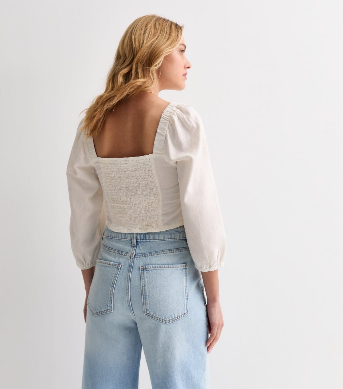 Only Women's Off White Square Neck Linen Blend Top ONLY New Look - 4