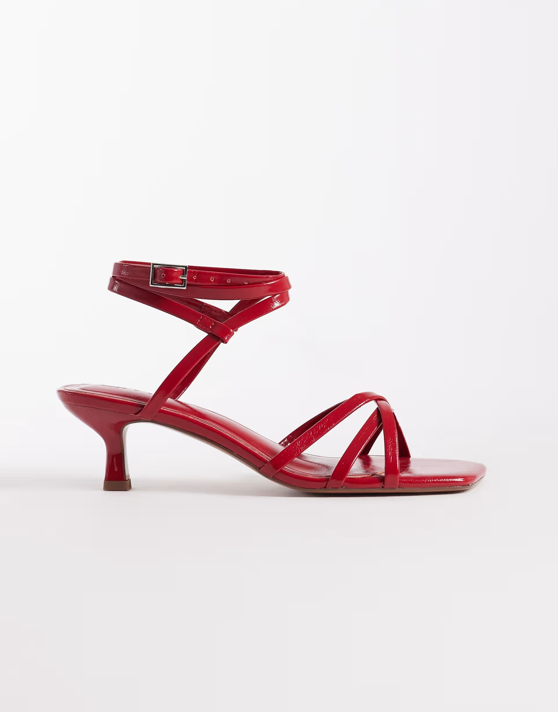 ASOS ASOS DESIGN Haze strappy kitten heel sandals in cherry red