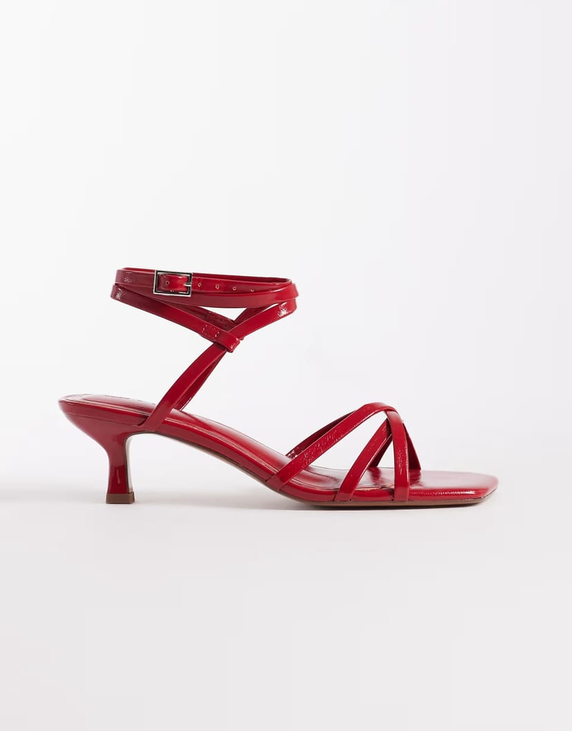 ASOS ASOS DESIGN Haze strappy kitten heel sandals in cherry red - 1