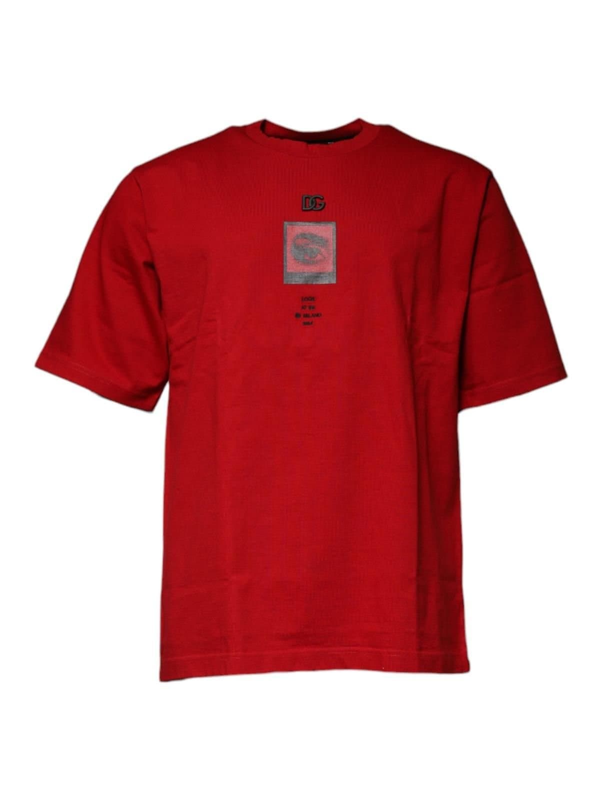 Dolce & Gabbana Dolce & Gabbana Red DG Eye Cotton Crew Neck T-shirt