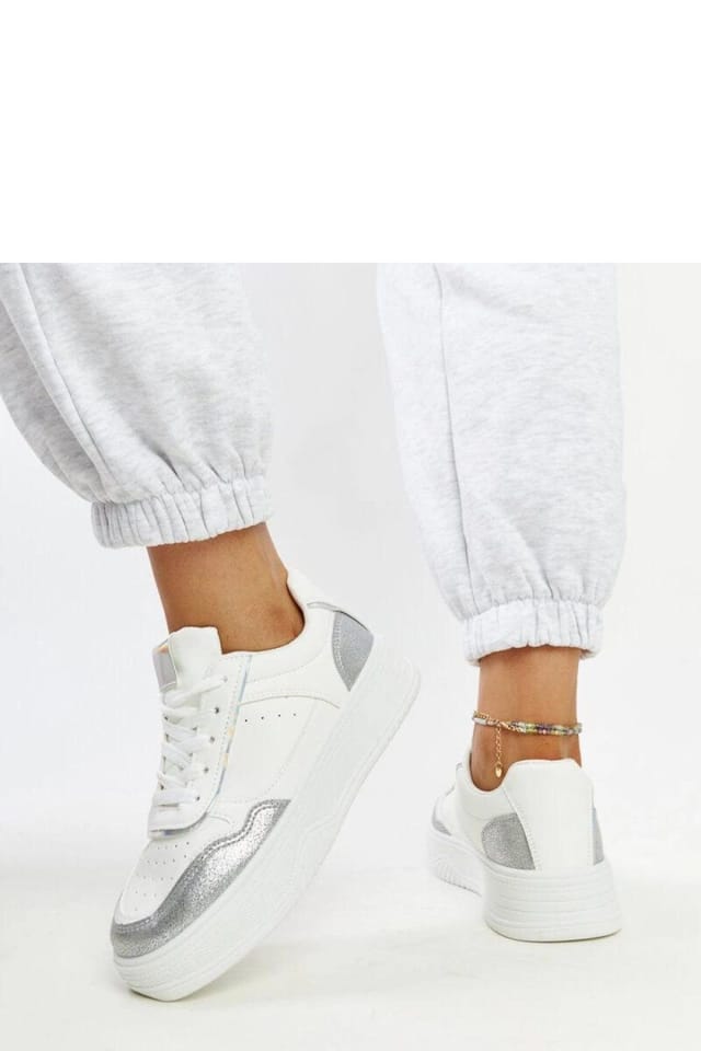 Love Lace Love Lace Women's Sport Sneaker Suede Synthetic Lace Up Thick Rubber Sole in White - 2
