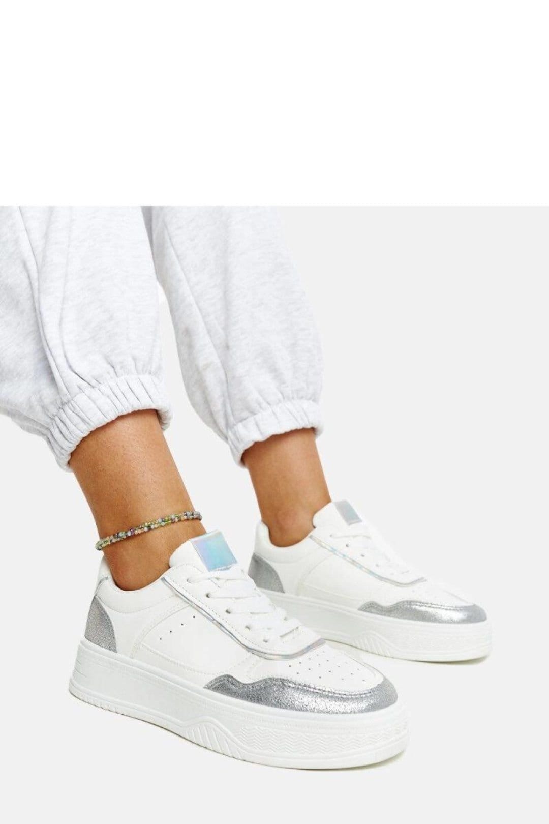 Love Lace Love Lace Women's Sport Sneaker Suede Synthetic Lace Up Thick Rubber Sole in White - 4