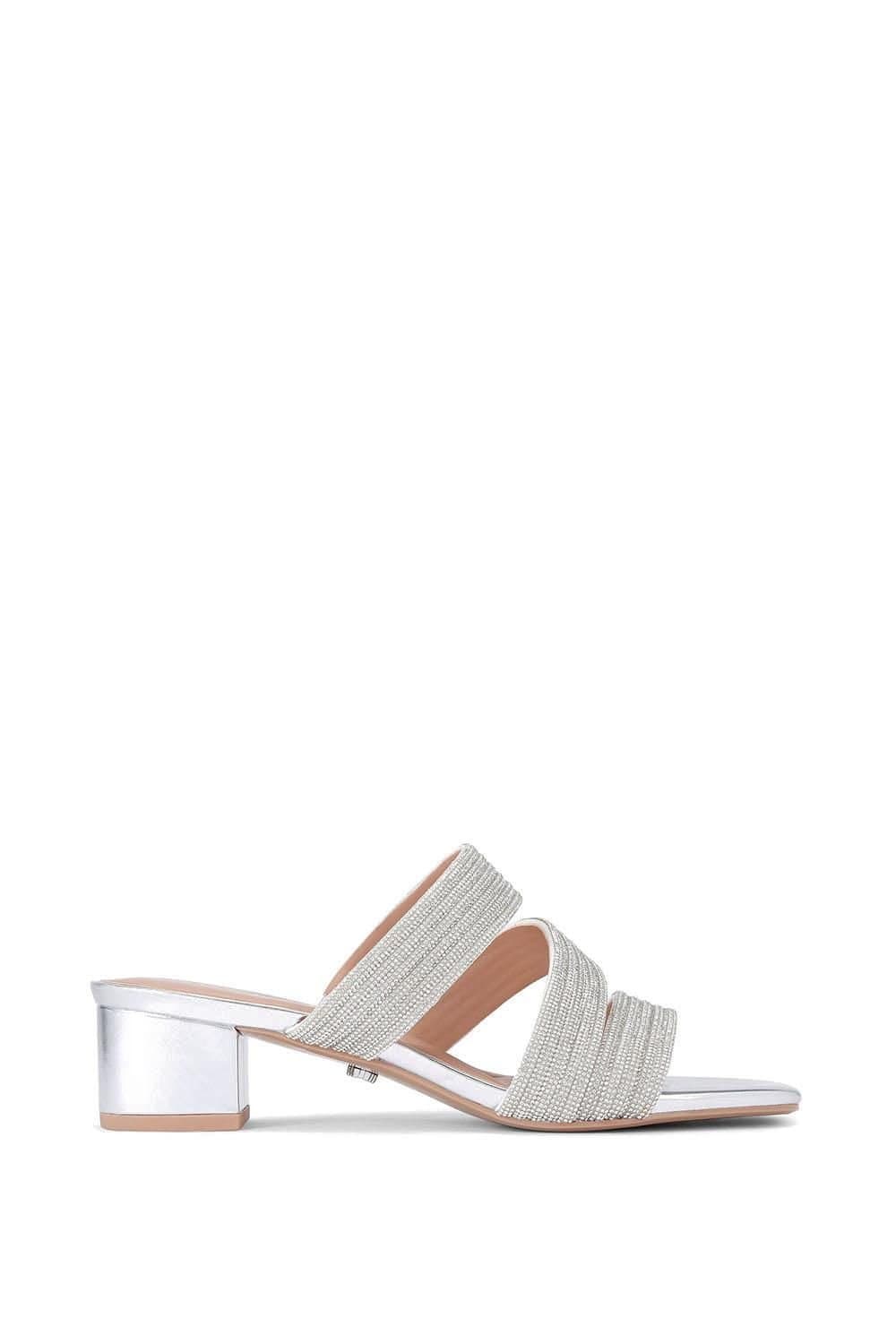 Carvela Carvela Women's 'Gala Block Mule Jewel' Heels in Silver