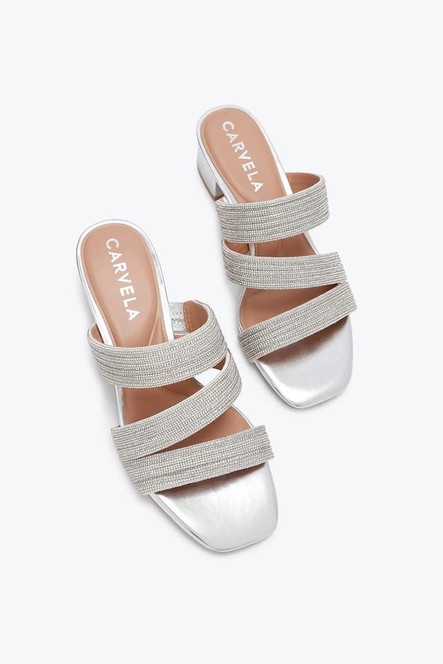 Carvela Carvela Women's 'Gala Block Mule Jewel' Heels in Silver - 2