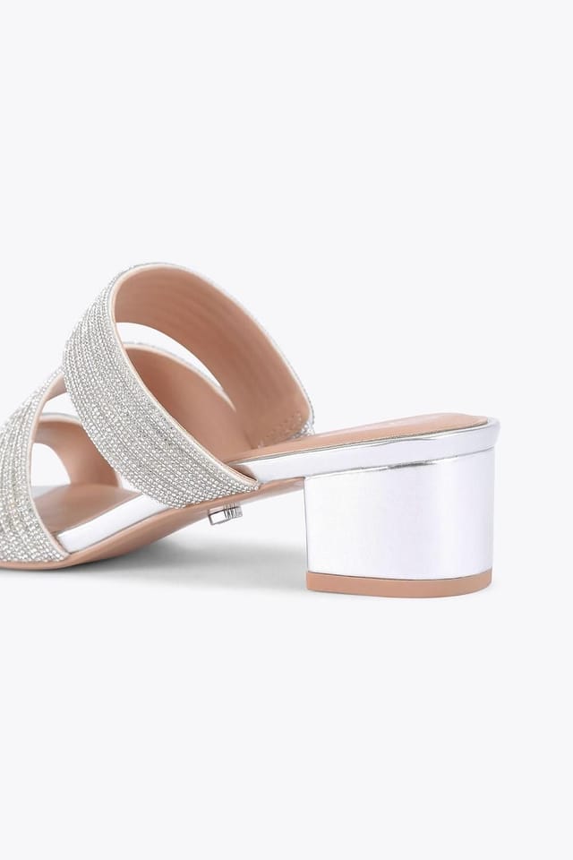 Carvela Carvela Women's 'Gala Block Mule Jewel' Heels in Silver - 3