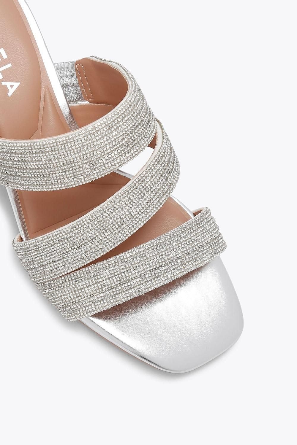 Carvela Carvela Women's 'Gala Block Mule Jewel' Heels in Silver - 4