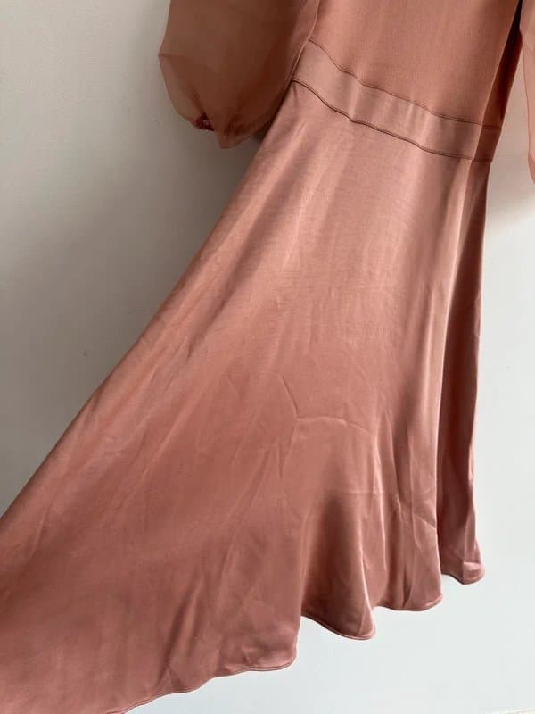 Ted Baker Ted baker £225 luxury dress salmon pink satin puff organza sleeve new size 6 ted1