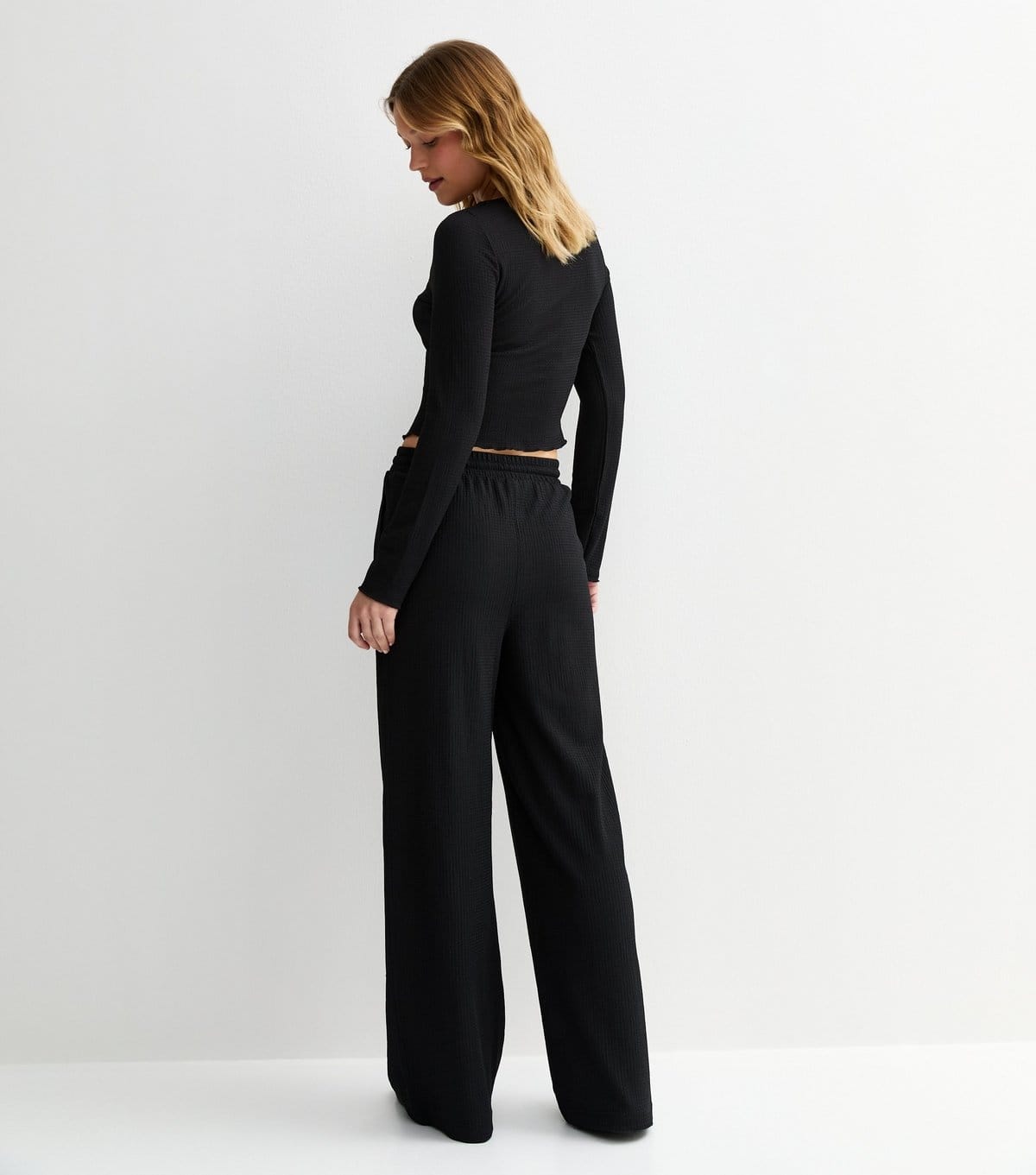 New Look Women's Black Textured Wide Leg Trousers New Look - 4