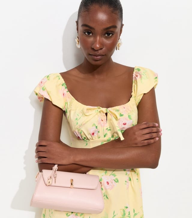 New Look Women's Yellow Painted Rose Print Milkmaid Midi Dress New Look - 2