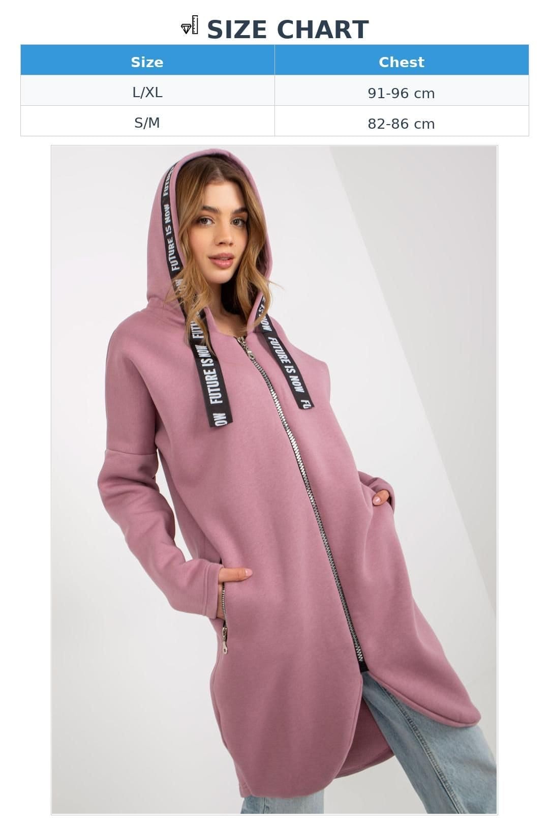 Love Lace Love Lace Women's Extended Cut Hooded Zip Sweatshirt with Pockets in Pink - 4