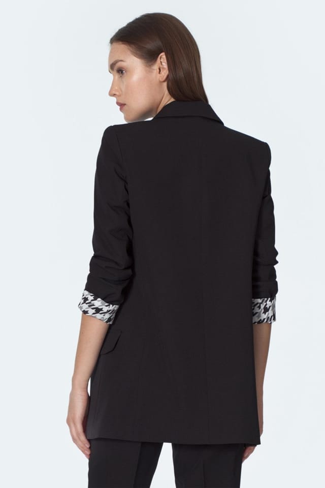 Love Lace Love Lace Women's Tailored Blazer with Patterned Cuffs in Black - 3