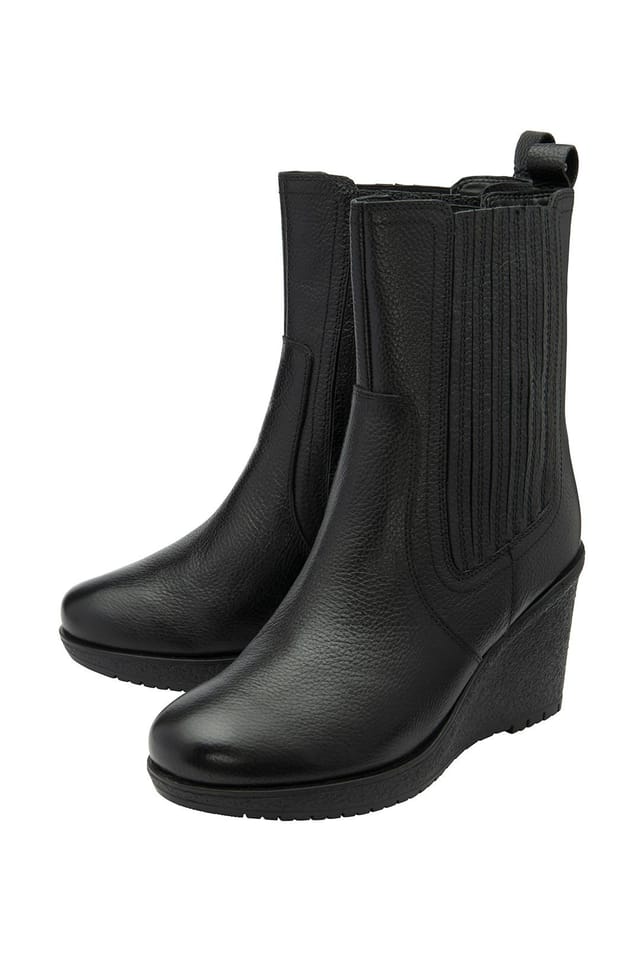 Ravel Ravel Women's Black Leather 'Calvay' Wedge Boots - 2