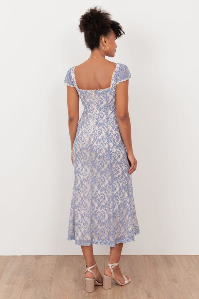Maya Deluxe Maya Deluxe Women's Sweetheart Neck Lace Midaxi Dress in Light Blue - 2