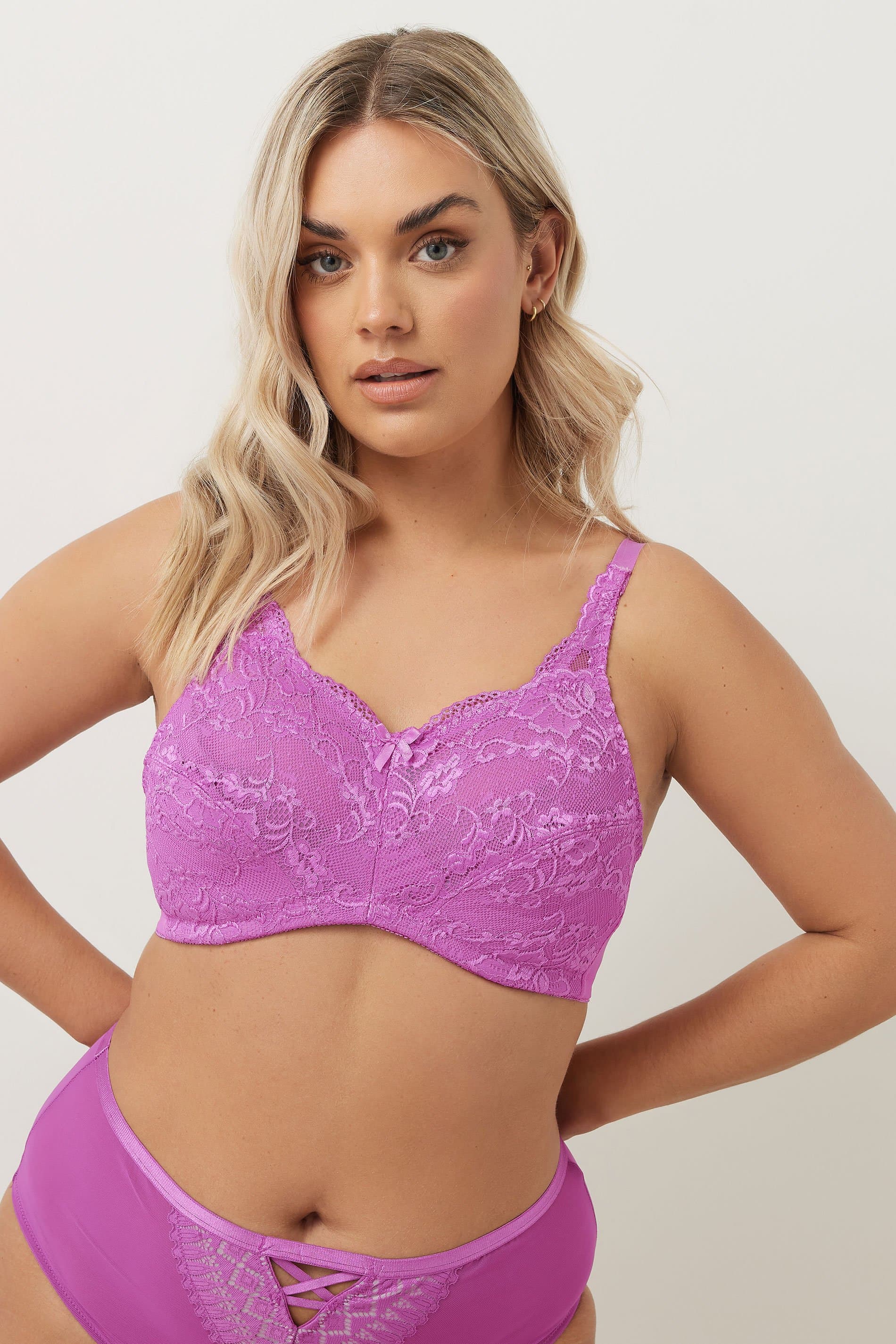 Yours Plus Size Pink Lace Full Cup Bra