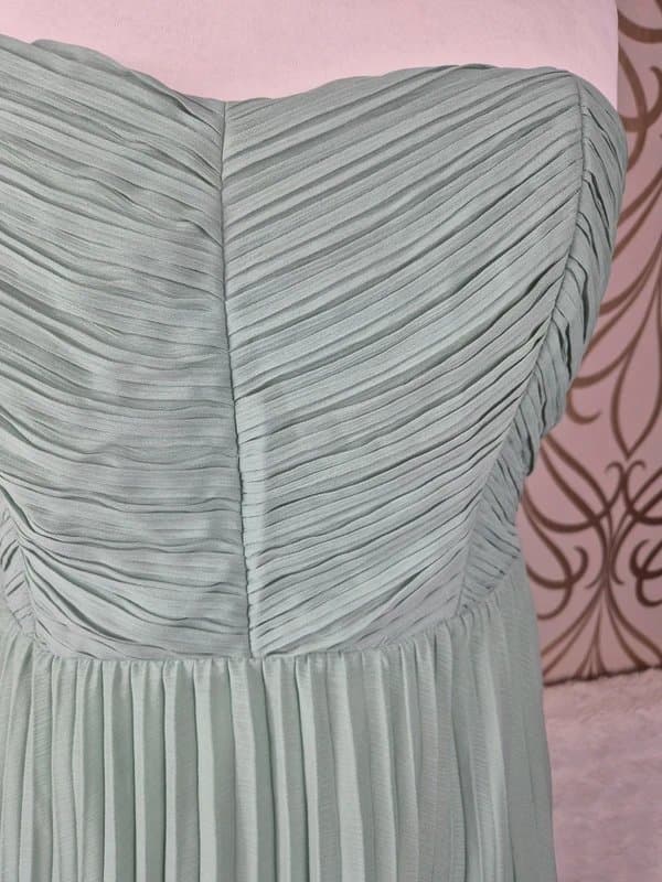 Love & Roses Love & roses Pleated bandeau sage green bridesmaid cruise prom maxi dress size 16