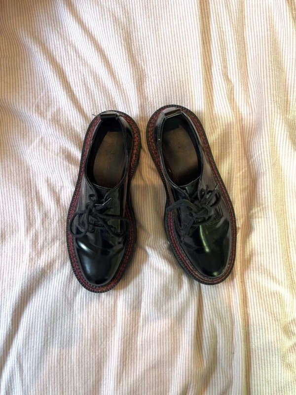 Bershka Patent black platform lace up shoes