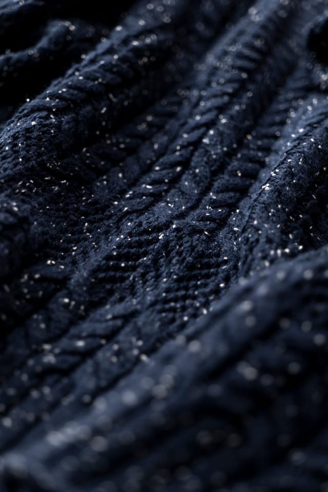 Lily & Me Lily & Me Women's Elspeth Cable Knit Boxy Fit High neck Jumper with Pointelle detailing in Navy - 3