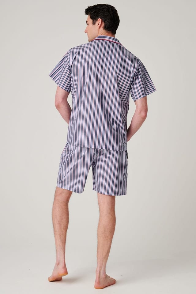 British Boxers British Boxers Men's "Red Pop Stripe" Crisp Cotton Short Pyjama Set - 3