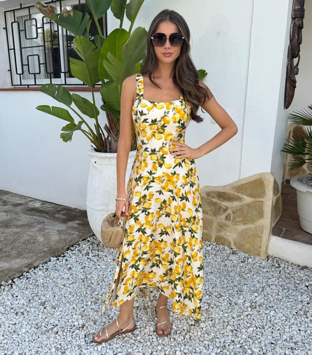 AX Paris Women's Lemon Print Ruched Strap Midi Dress AX Paris New Look - 2