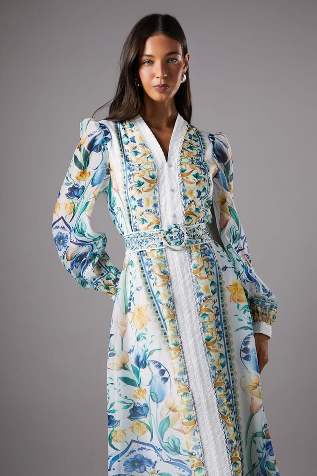 Coast Coast Women's Boarder Printed Organza Shirt Dress in White - 2