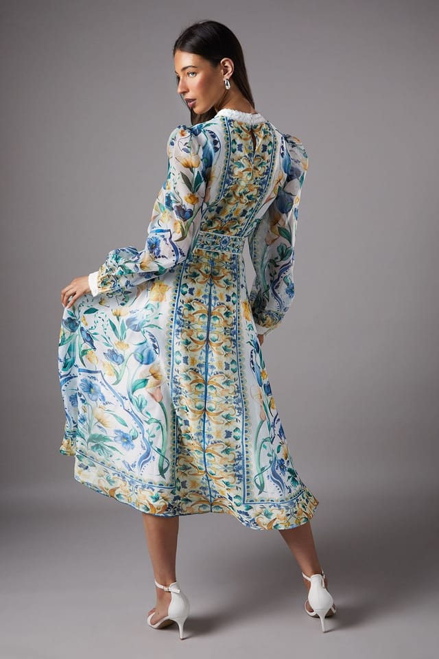 Coast Coast Women's Boarder Printed Organza Shirt Dress in White - 3